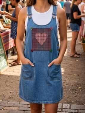 Vintage Haik’s Denim Heart Patch JumperDress